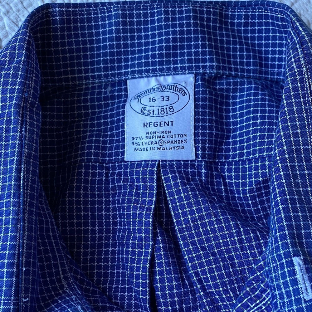 Brooks Brothers Navy Checkered Button Down Shirt - Picture 2 of 2